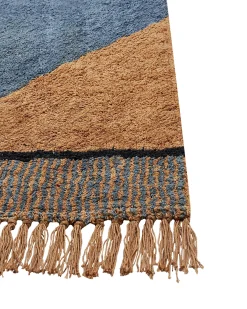 Discount Beliani Tappeto XULUF Blu 140 x 200 cm Cotone Blu Marrone