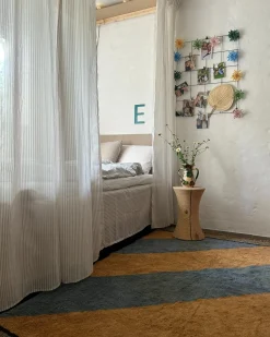 Discount Beliani Tappeto XULUF Blu 140 x 200 cm Cotone Blu Marrone