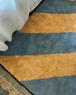 Discount Beliani Tappeto XULUF Blu 140 x 200 cm Cotone Blu Marrone