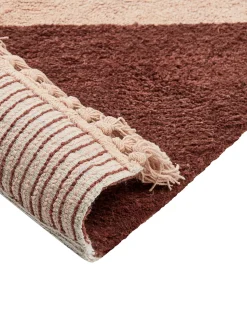 New Beliani Tappeto XULUF Marrone 140 x 200 cm Cotone Beige Marrone