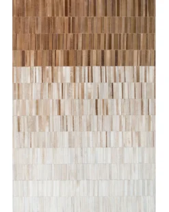 Outlet Beliani Tappeto YAGDA Beige 140 x 200 cm Pelle naturale Beige Marrone