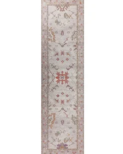 Outlet Beliani Tappeto YANOBA Beige 80 x 300 cm Cotone Beige Rosso Verde