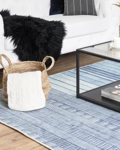 Discount Beliani Tappeto YARDERE Azzurro Viscosa Bianco Blu
