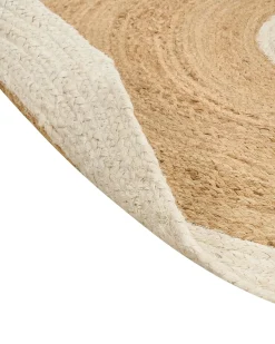 Discount Beliani Tappeto YAYALAR Bianco sporco ø 140 cm Iuta Beige Bianco