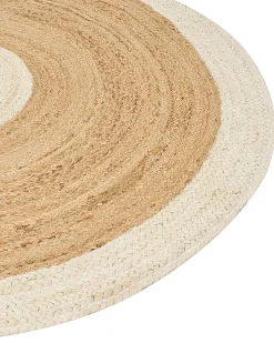 Discount Beliani Tappeto YAYALAR Bianco sporco ø 140 cm Iuta Beige Bianco