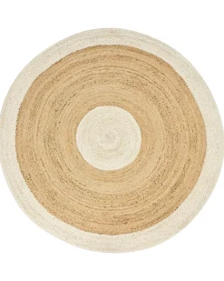 Discount Beliani Tappeto YAYALAR Bianco sporco ø 140 cm Iuta Beige Bianco