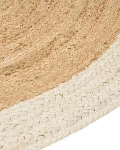 Discount Beliani Tappeto YAYALAR Bianco sporco ø 140 cm Iuta Beige Bianco