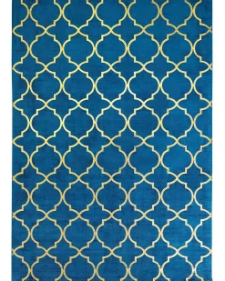 Clearance Beliani Tappeto YELKI Blu Viscosa Oro Blu
