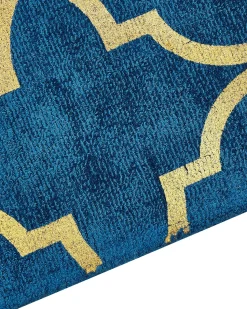 Clearance Beliani Tappeto YELKI Blu Viscosa Oro Blu
