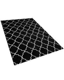 Sale Beliani Tappeto YELKI Nero 140 x 200 cm Viscosa Argento Nero