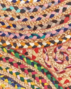 Outlet Beliani Tappeto YENICE Multicolore ø 140 cm Iuta Rosso Multicolore