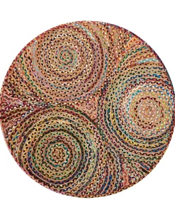 Outlet Beliani Tappeto YENICE Multicolore ø 140 cm Iuta Rosso Multicolore