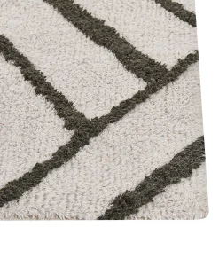 Discount Beliani Tappeto YESILKOY Verde scuro 160 x 230 cm Cotone Bianco Verde