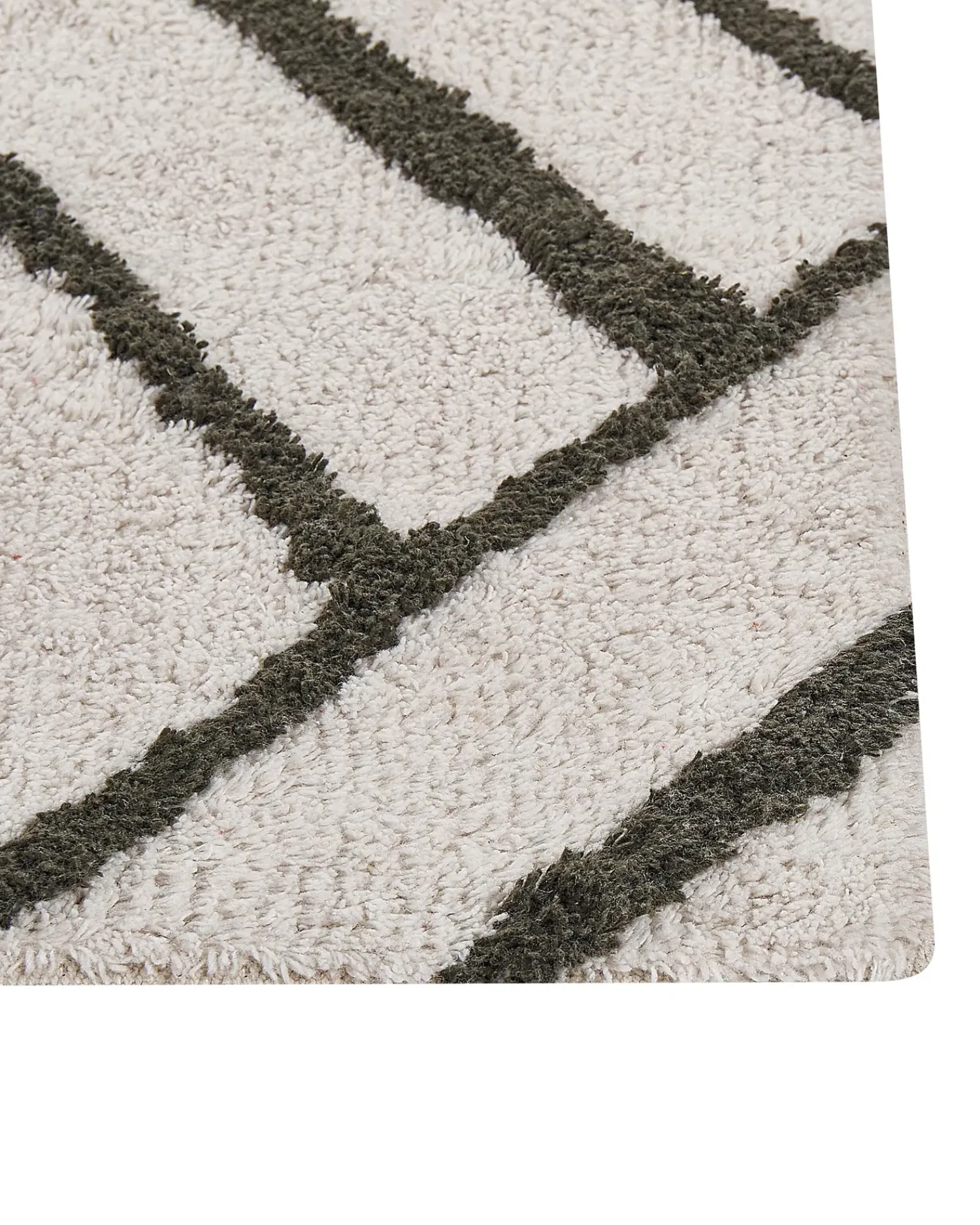 Discount Beliani Tappeto YESILKOY Verde scuro 160 x 230 cm Cotone Bianco Verde