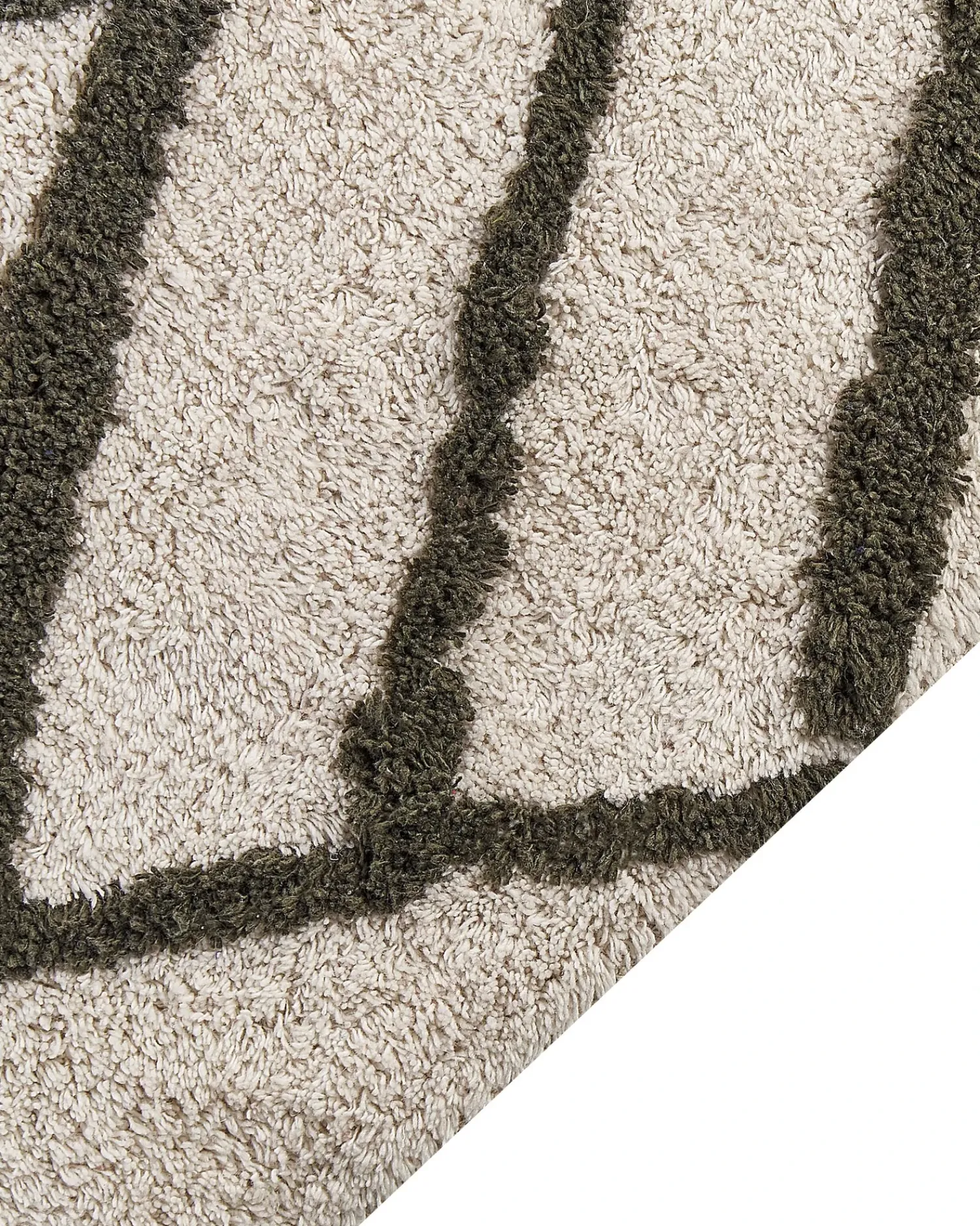 Discount Beliani Tappeto YESILKOY Verde scuro 160 x 230 cm Cotone Bianco Verde