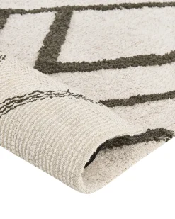 Discount Beliani Tappeto YESILKOY Verde scuro 160 x 230 cm Cotone Bianco Verde