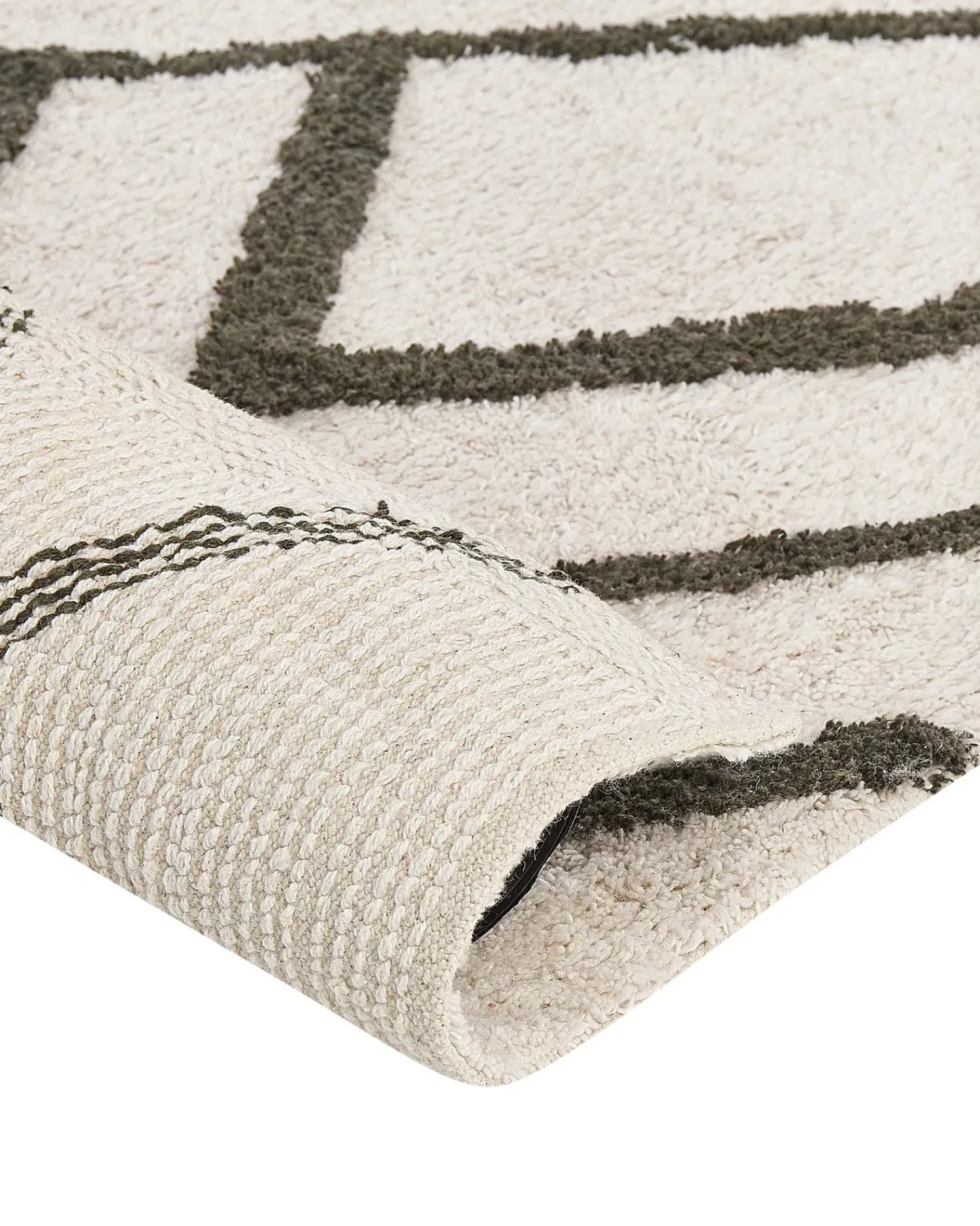Discount Beliani Tappeto YESILKOY Verde scuro 160 x 230 cm Cotone Bianco Verde