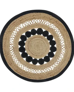 Sale Beliani Tappeto YOZGAT Beige ø 120 cm Iuta Beige Nero