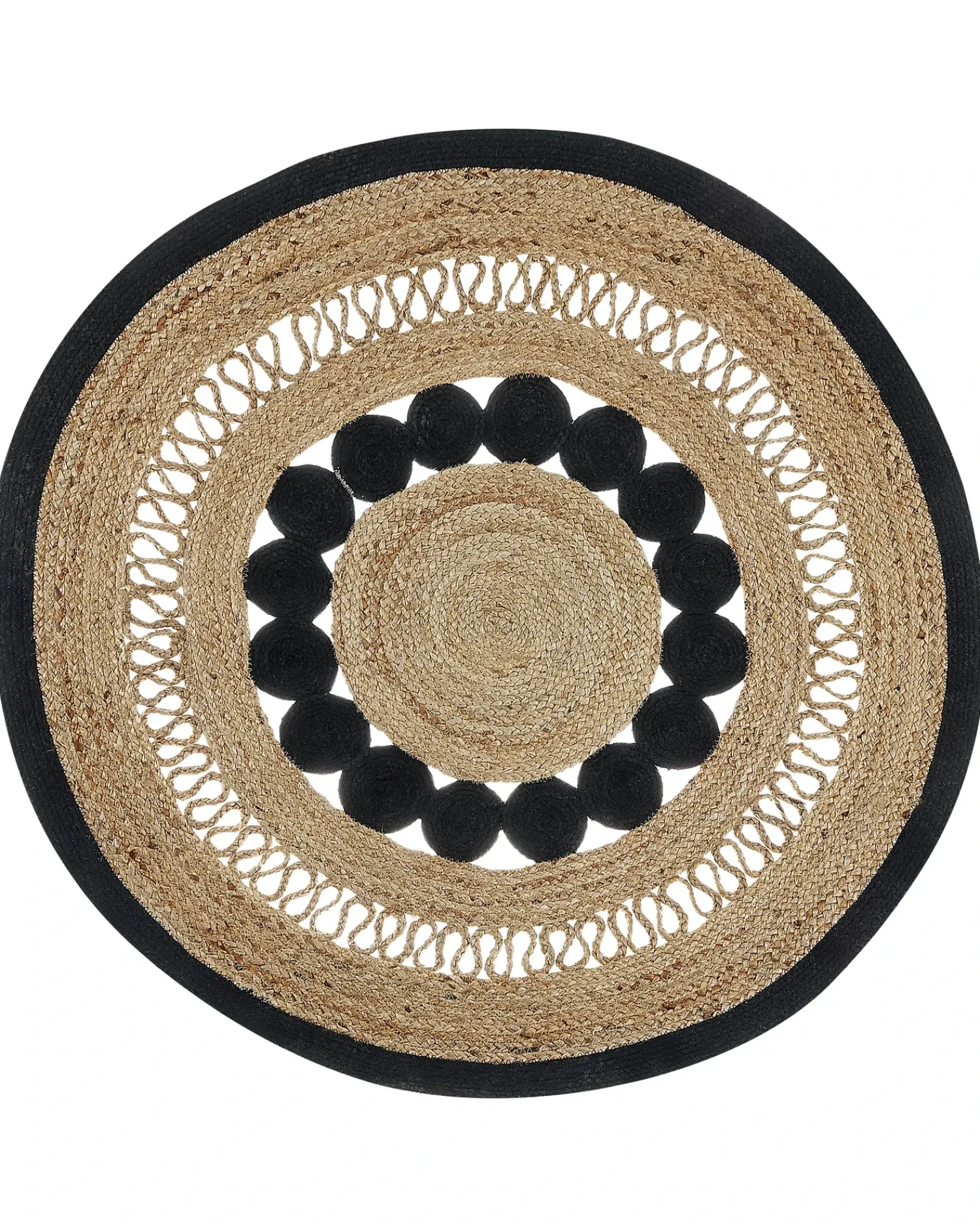 Sale Beliani Tappeto YOZGAT Beige ø 120 cm Iuta Beige Nero