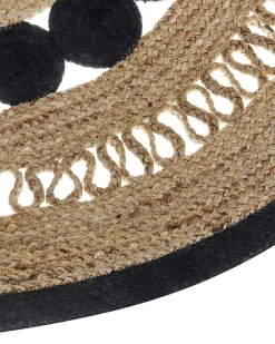 Sale Beliani Tappeto YOZGAT Beige ø 120 cm Iuta Beige Nero