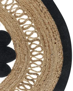 Sale Beliani Tappeto YOZGAT Beige ø 120 cm Iuta Beige Nero