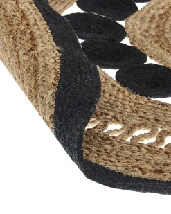Sale Beliani Tappeto YOZGAT Beige ø 120 cm Iuta Beige Nero