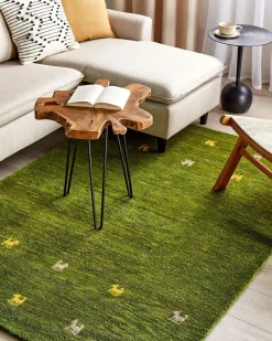 Sale Beliani Tappeto YULAFI Verde 140 x 200 cm Lana Persiano Giallo Marrone Verde