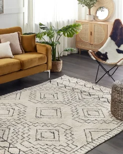 Beliani Tappeto ZEYNE Beige Cotone Beige Nero