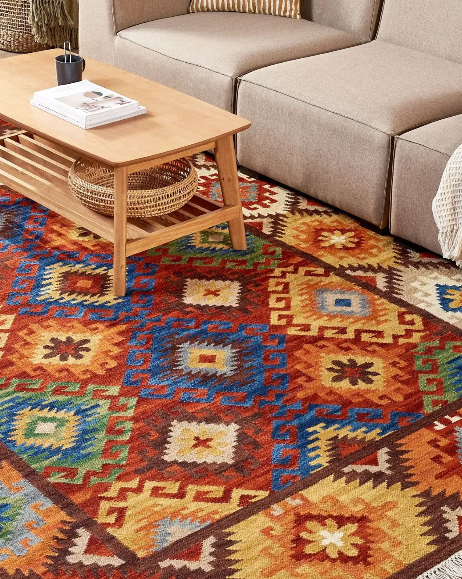 Online Beliani Tappeto ZOVUNI Lana Kilim Multicolore