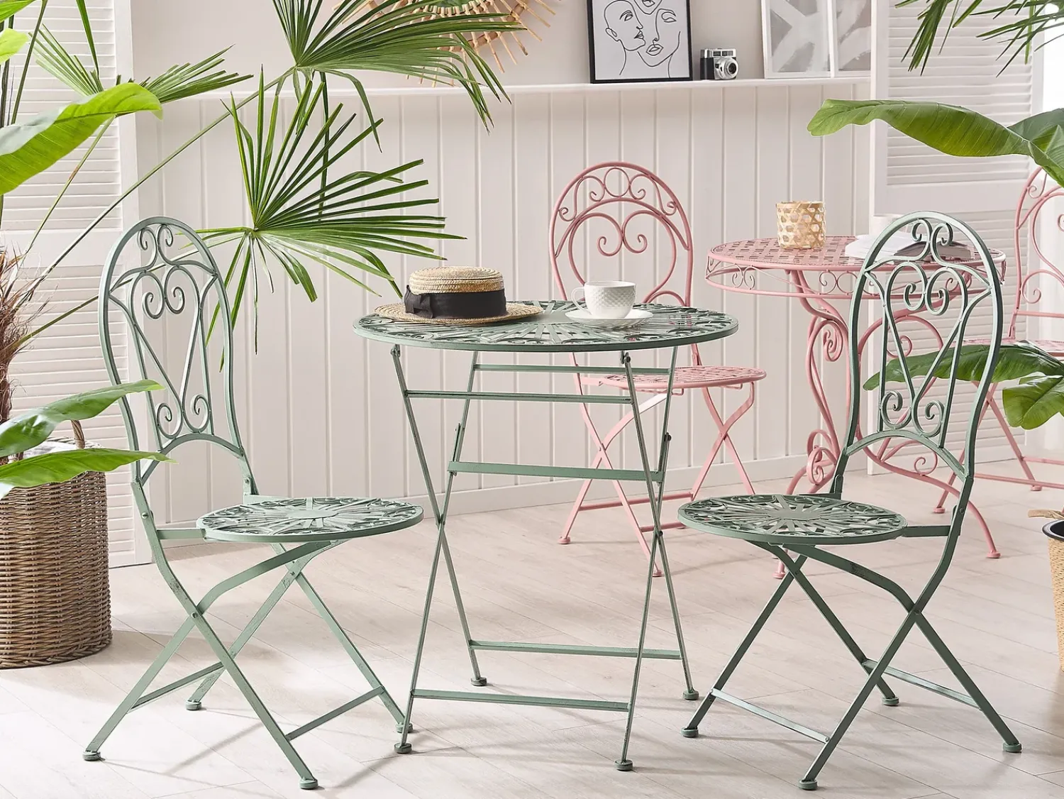 Online Beliani TRENTO 70 cm 70 cm Metallo chiaro Verde