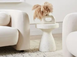 Beliani Tavolino BIVIERE 39 cm 39 cm Effetto terrazzo Terrazzo Bianco