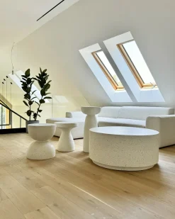 Best Beliani Tavolino CADINI 33 cm 33 cm Effetto terrazzo Terrazzo Bianco