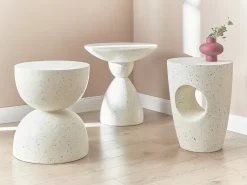 Discount Beliani Tavolino CAFFI 50 cm 50 cm Terrazzo Bianco