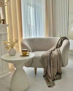 Discount Beliani Tavolino CAFFI 50 cm 50 cm Terrazzo Bianco