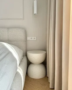 Online Beliani Tavolino CAORIA 40 cm 40 cm Effetto terrazzo Terrazzo Bianco