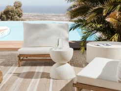 Online Beliani Tavolino CAORIA 40 cm 40 cm Effetto terrazzo Terrazzo Bianco