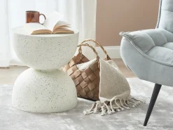 Online Beliani Tavolino CAORIA 40 cm 40 cm Effetto terrazzo Terrazzo Bianco