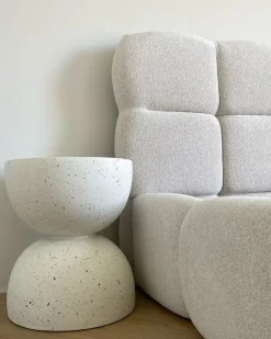 Online Beliani Tavolino CAORIA 40 cm 40 cm Effetto terrazzo Terrazzo Bianco