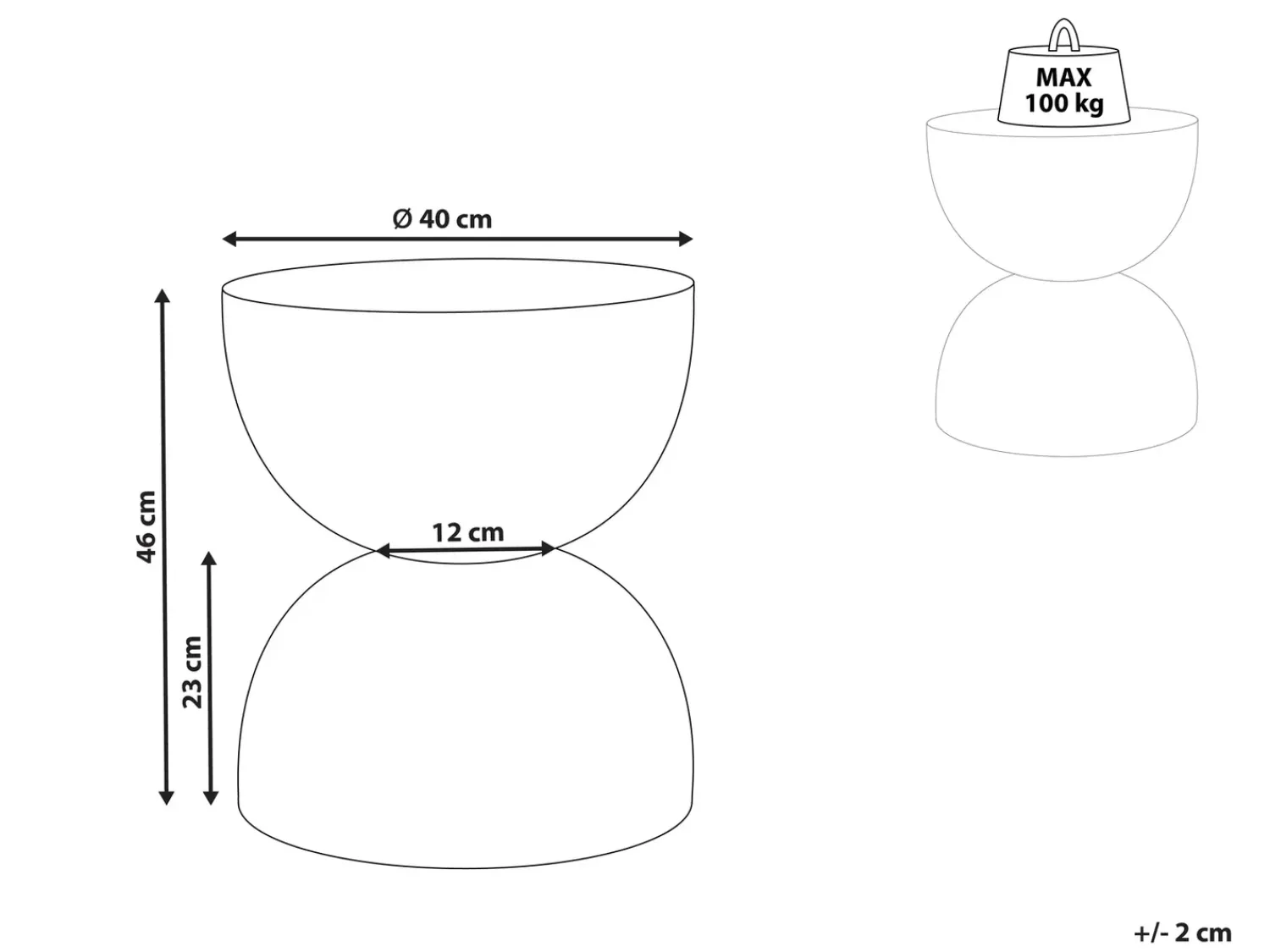 Online Beliani Tavolino CAORIA 40 cm 40 cm Effetto terrazzo Terrazzo Bianco