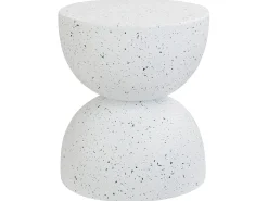 Beliani Tavolino CAORIA 40 cm 40 cm Effetto terrazzo Terrazzo Bianco Bianco Blu