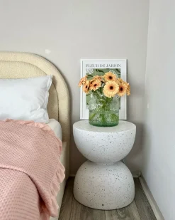 Beliani Tavolino CAORIA 40 cm 40 cm Effetto terrazzo Terrazzo Bianco Bianco Blu