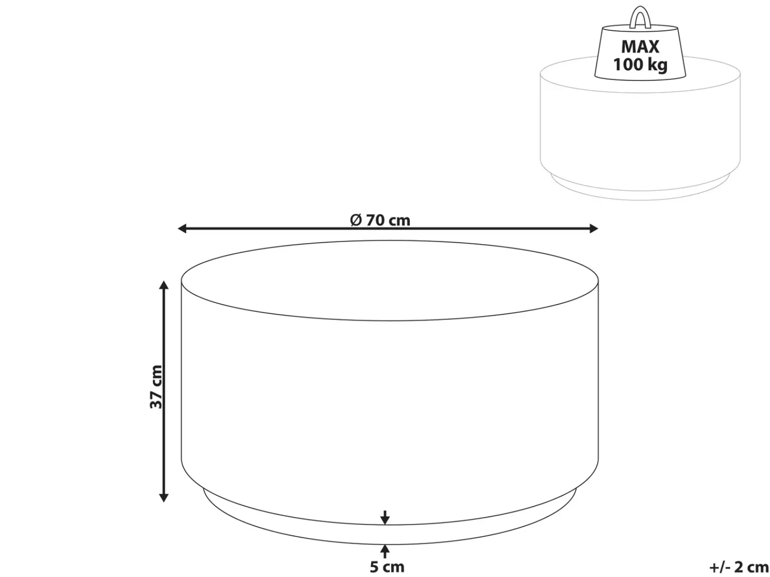 Discount Beliani Tavolino da caffè ASIERIO 70 cm 70 cm Effetto travertino Beige