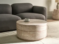 Discount Beliani Tavolino da caffè ASIERIO 70 cm 70 cm Effetto travertino Beige