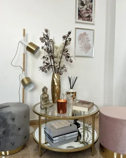 Tavolino da caffè BIRNEY Vetro temperato Oro