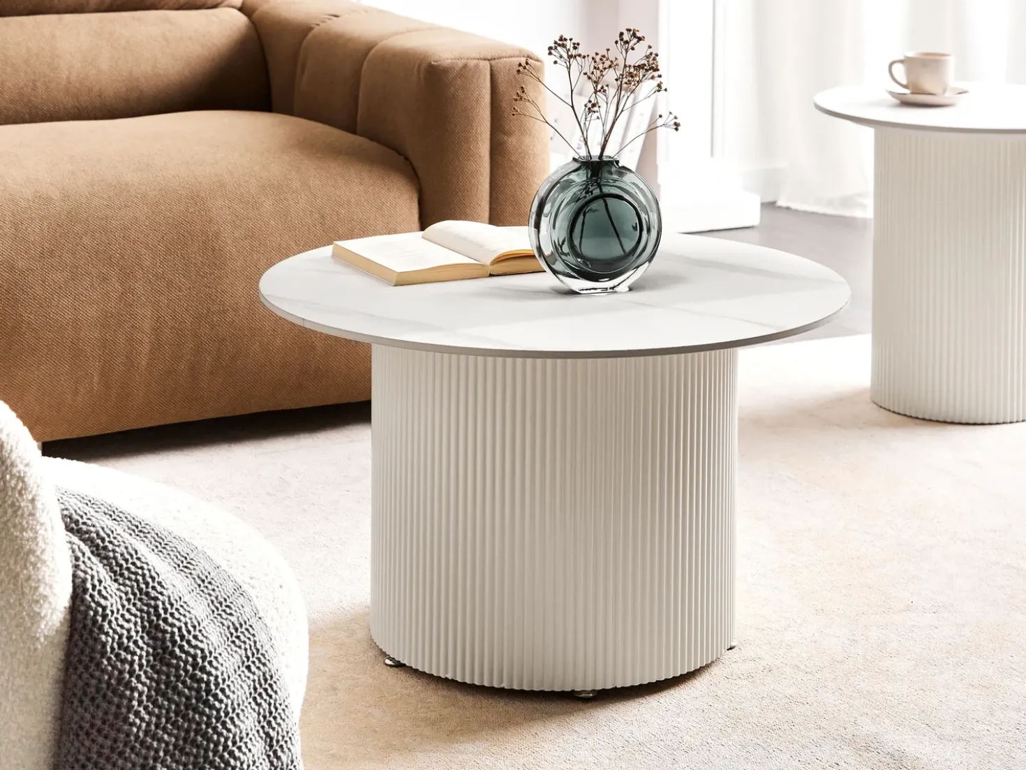 Tavolino da caffè LEONA Ceramica Beige chiaro