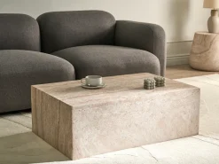 Discount Beliani Tavolino da caffè NOBRES 90 cm 66 cm Effetto travertino Beige