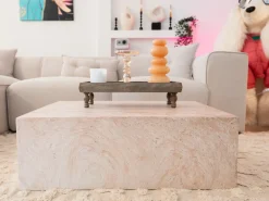 Discount Beliani Tavolino da caffè NOBRES 90 cm 66 cm Effetto travertino Beige