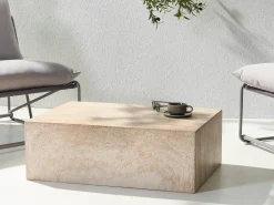 Discount Beliani Tavolino da caffè NOBRES 90 cm 66 cm Effetto travertino Beige