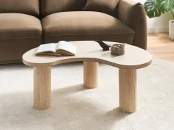 Sale Beliani Tavolino da caffè NOMA 52 cm 89 cm Effetto travertino Beige