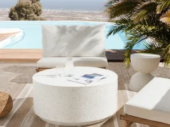 Discount Beliani Tavolino da caffè TREZZO 90 cm 90 cm Effetto terrazzo Terrazzo Bianco